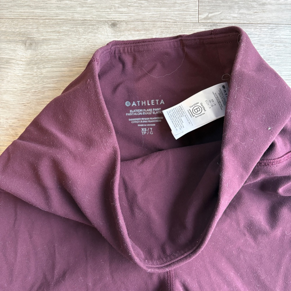 Athleta Elation Ultra High Rise Leggings Spiced Cabernet Flared Pants - Picture 7 of 8